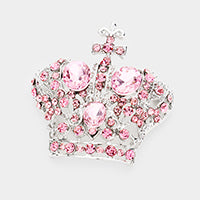 Pave Glass Crystal Crown Pin Brooch