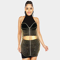 Draped Rhinestone Dress Body Chain Necklace