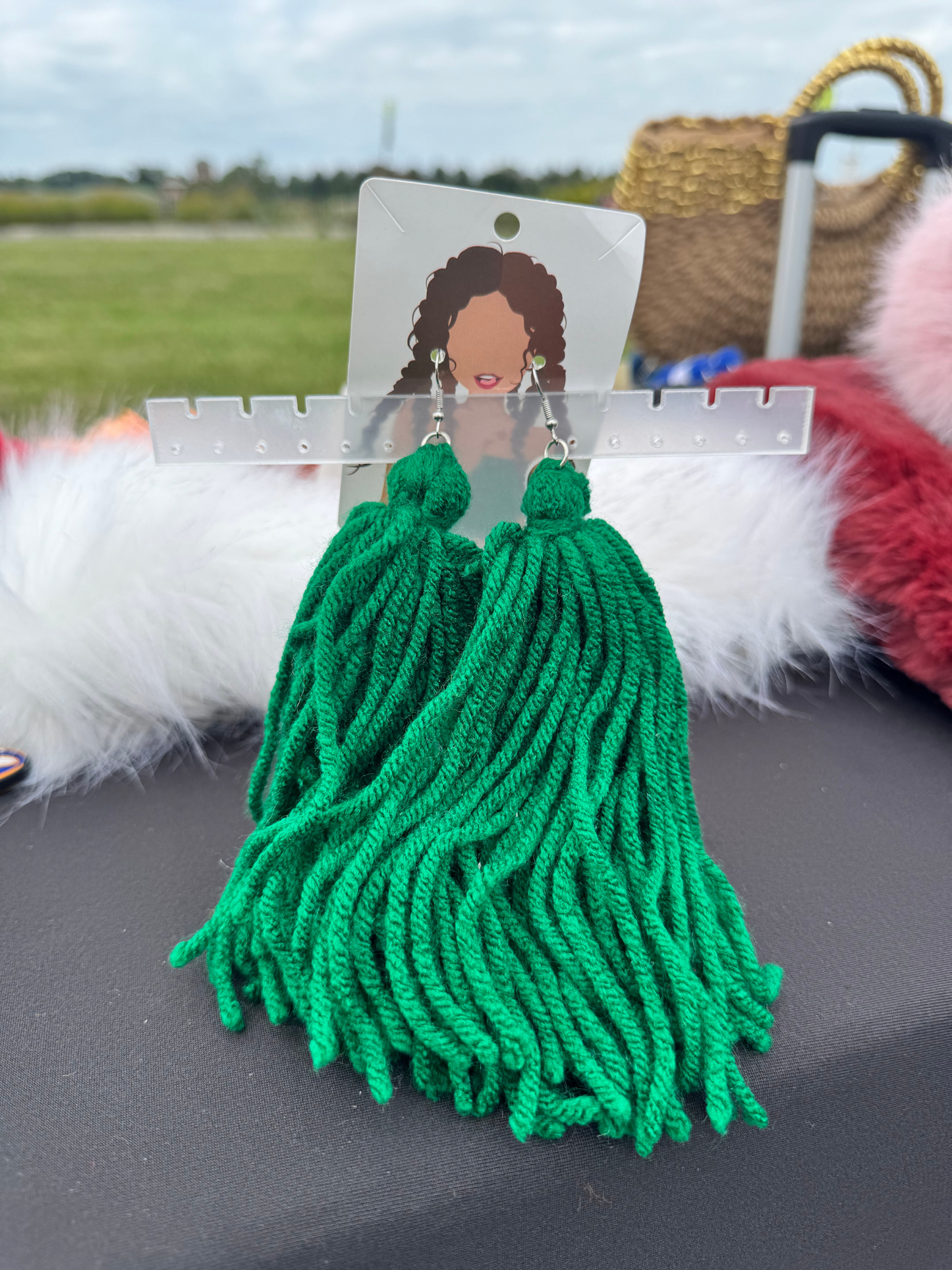 Green Tassel Earrings
