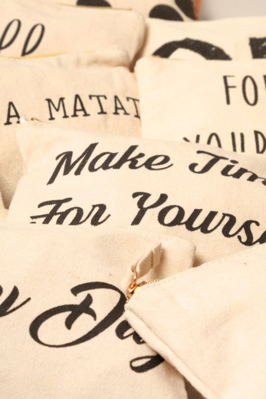 Multi Lettering Cotton Canvas Eco Pouch Bags