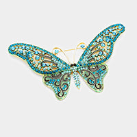 Pave Crystal Rhinestone Butterfly Pin Brooch