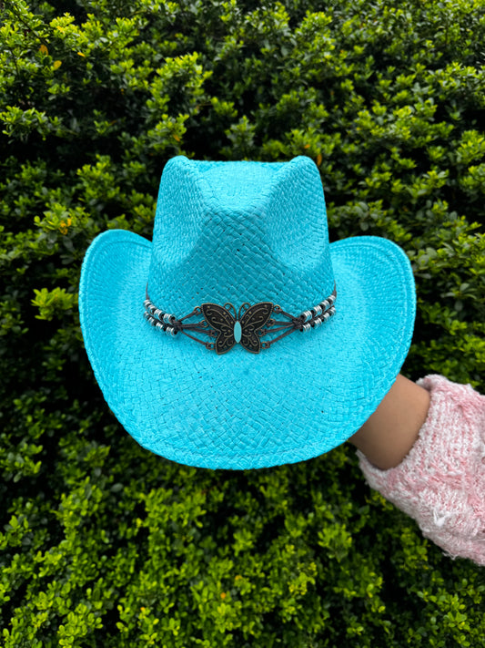 Turquoise Butterfly Western Fedora