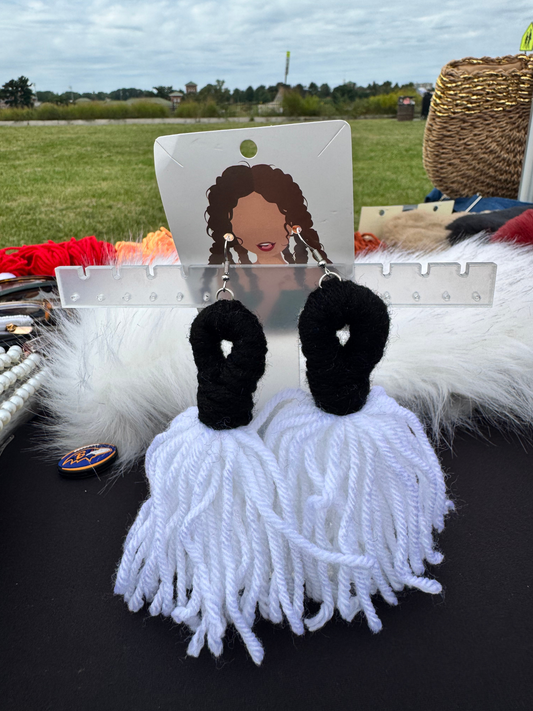 Black & White Yarn Earrings