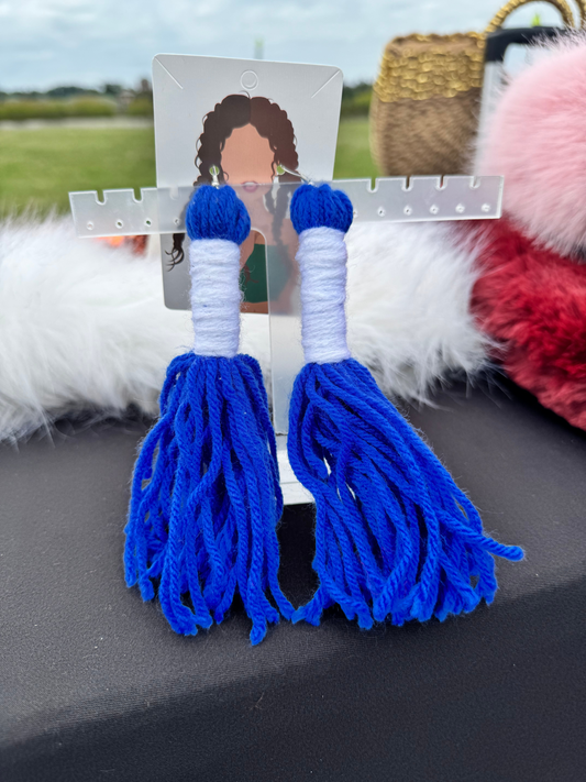 Blue & White Tassel Earrings