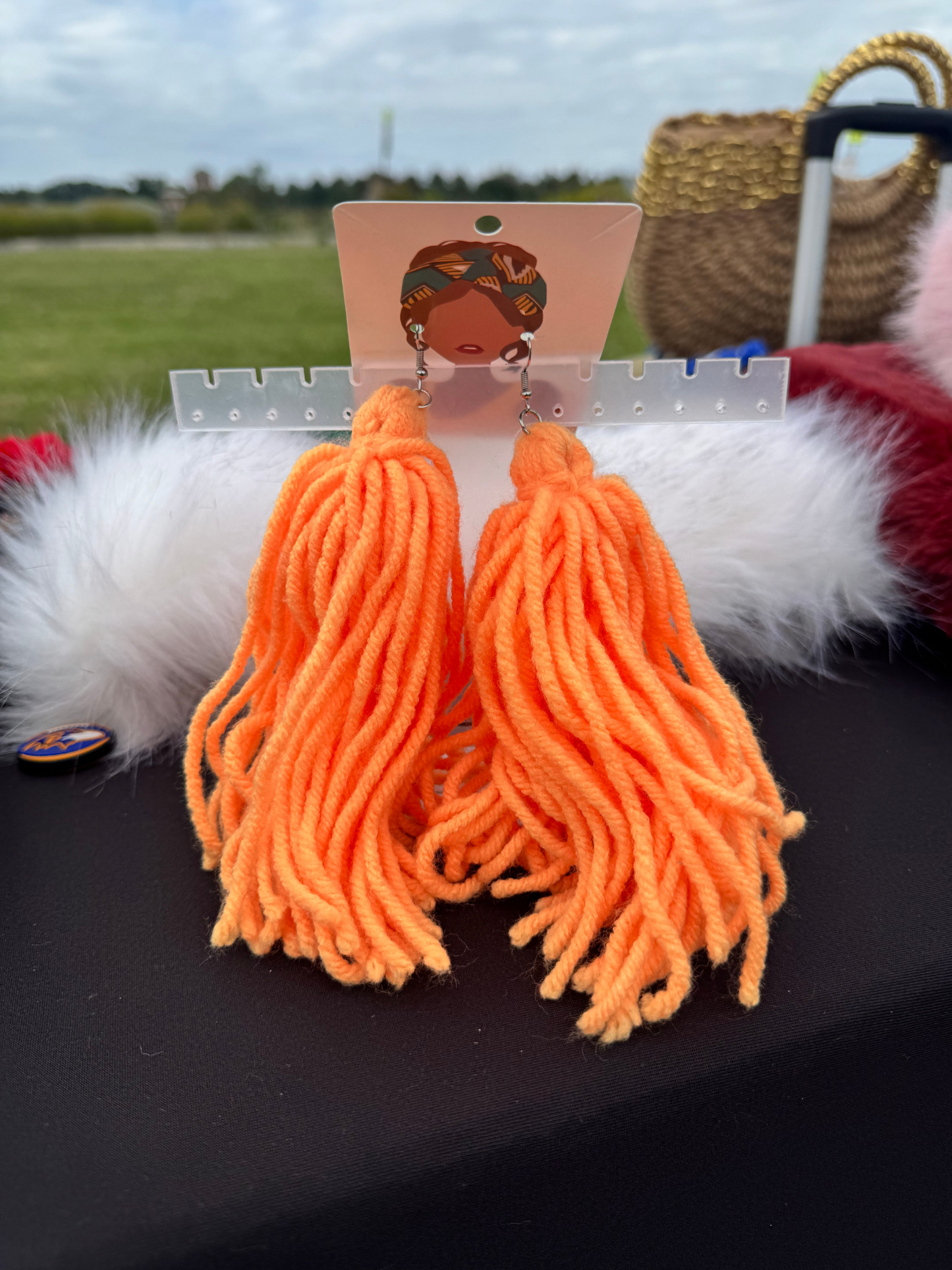 Orange Tassel Earrings