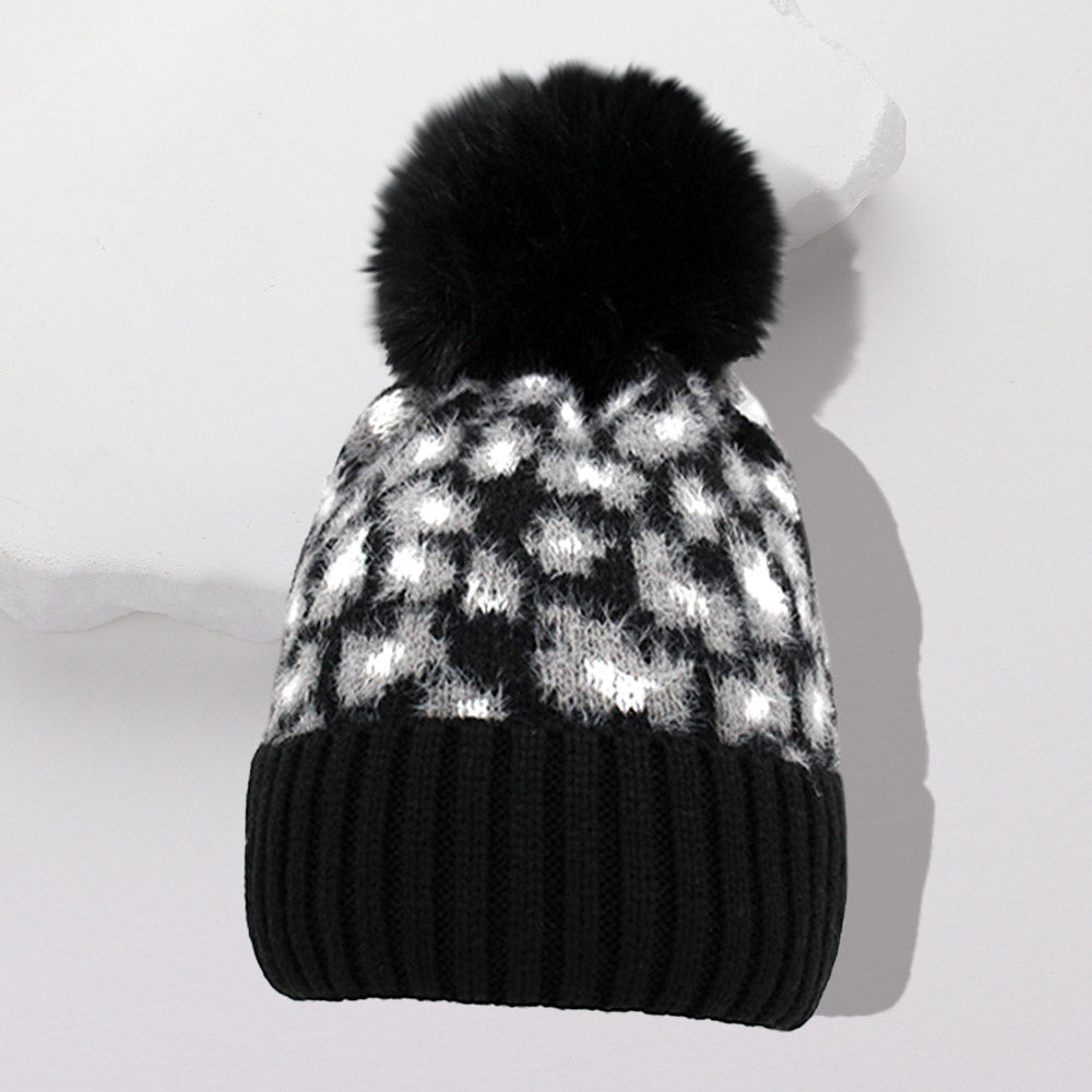 Leopard Pom Pom Beanie