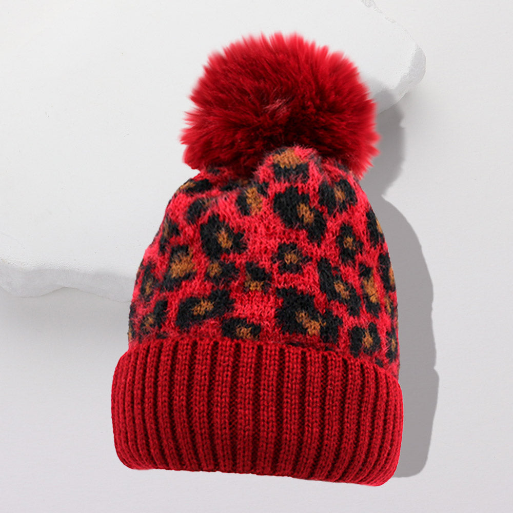 Leopard Pom Pom Beanie